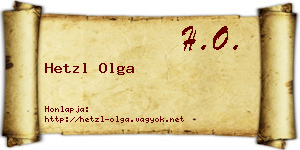 Hetzl Olga névjegykártya